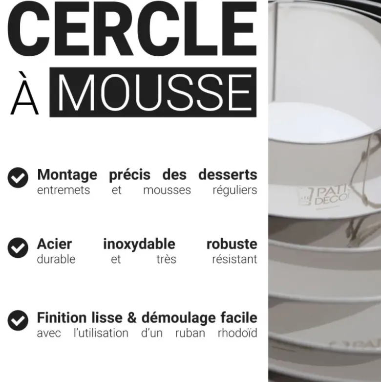 Cercle à mousse inox H 4,5 cm Ø 6 cm