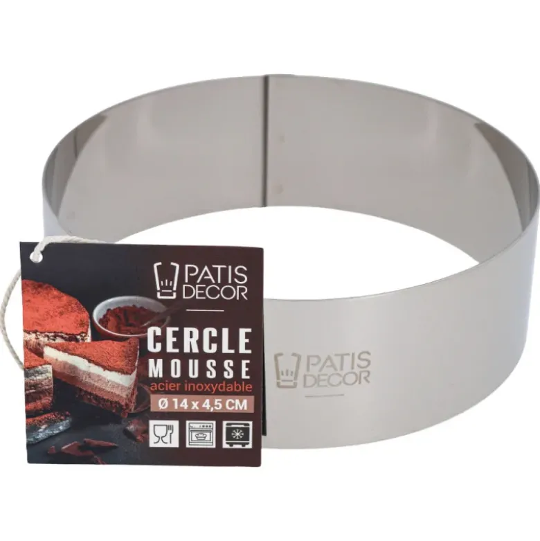Cercle à mousse inox H 4,5 cm Ø 14 cm