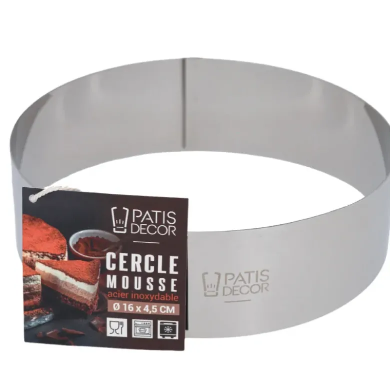 Cercle à mousse inox H 4,5 cm Ø 16 cm