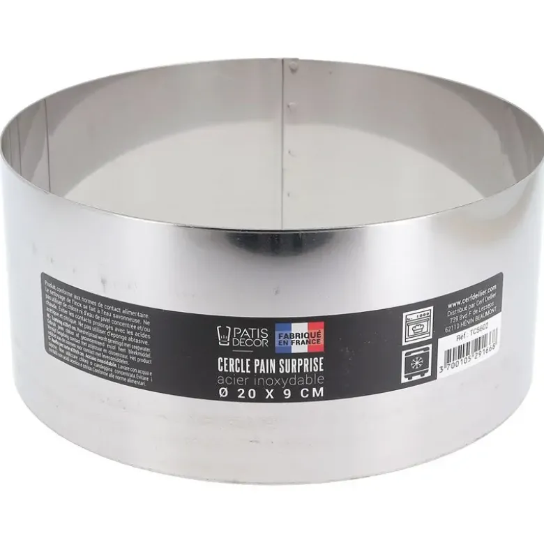 Cercle à pain surprise inox H 9 cm Ø 20 cm