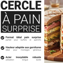 Cercle à pain surprise inox H 9 cm Ø 18 cm