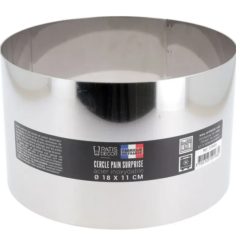 Cercle à pain surprise inox H 11 cm Diam 18 cm