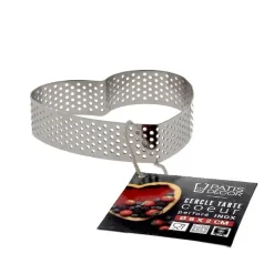 Cercle à tarte perforé coeur inox - hauteur 2 cm