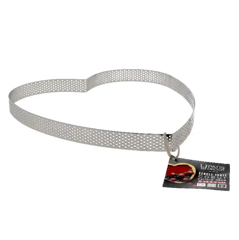 Cercle à tarte perforé cœur inox H 2 cm Ø 24 cm - Second choix