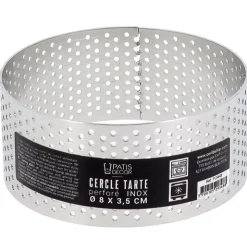 Cercle à tarte perforé inox - Hauteur 3,5 cm