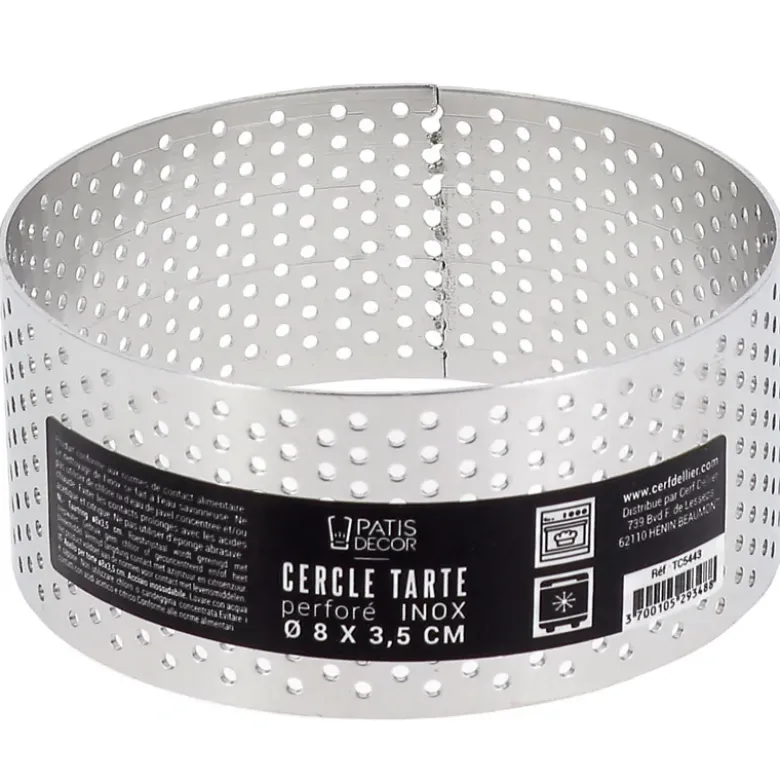Cercle à tarte perforé inox - Hauteur 3,5 cm