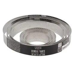 Cercle à tarte perforé inox - Hauteur 3,5 cm