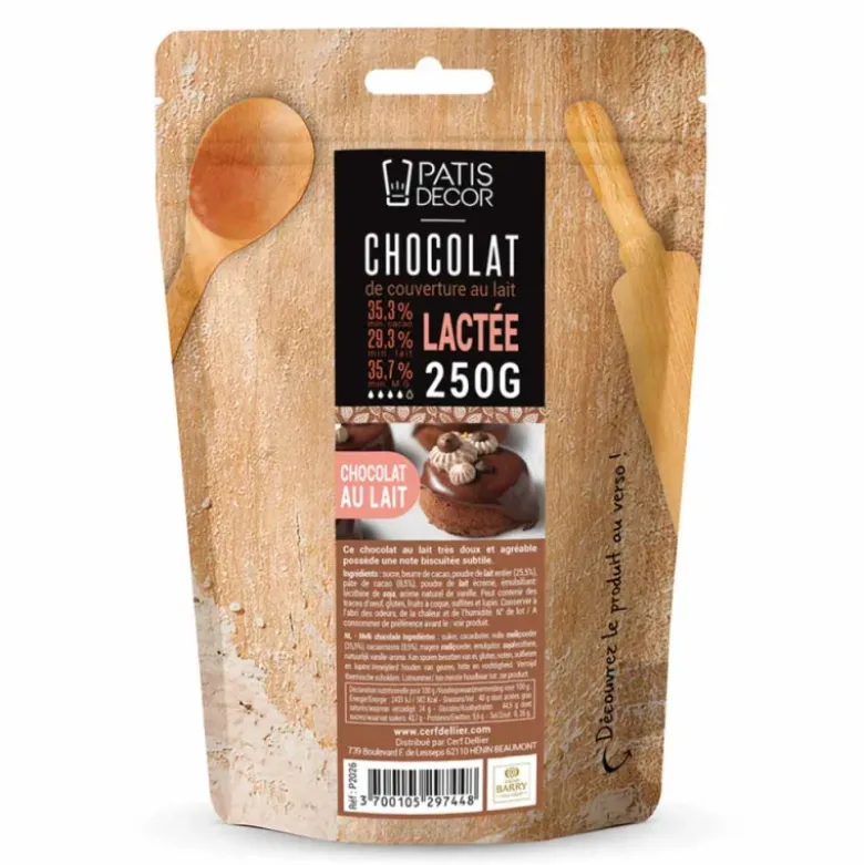 Chocolat de couverture lait Lactée - 35% de cacao - 250g