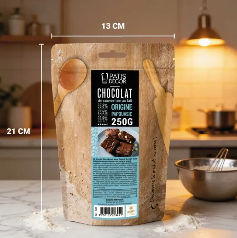 Chocolat de couverture lait Papouasie - 35,8% de cacao - 250g