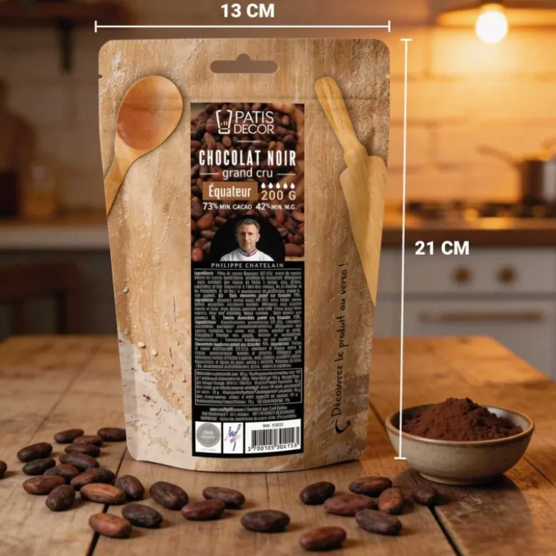 Chocolat de couverture noir Équateur - 73% de cacao - 200g