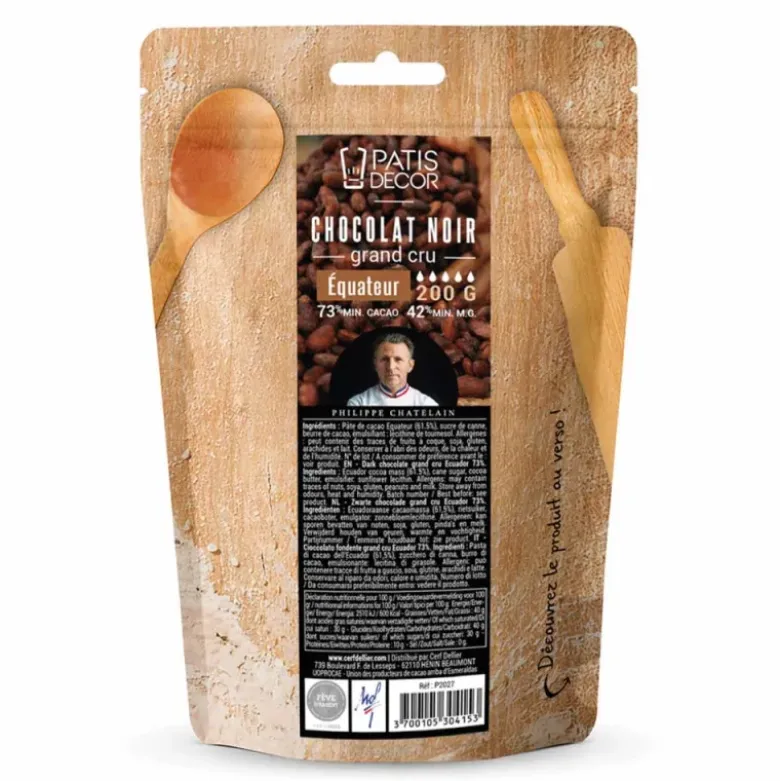 Chocolat de couverture noir Équateur - 73% de cacao - 200g