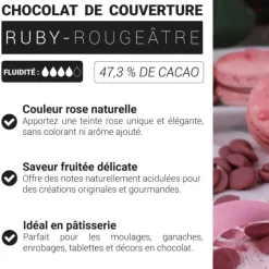 Chocolat de couverture Ruby 47,3 % Barry 250 g