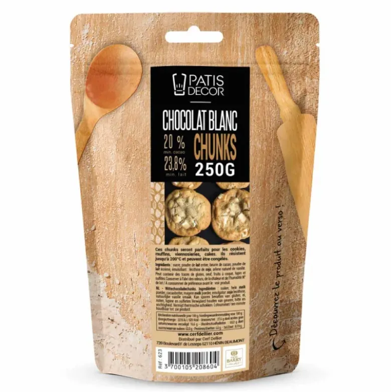 Chunks de chocolat blanc - 20% de cacao - 250g