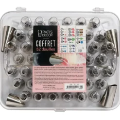 Coffret 52 douilles décors fins inox