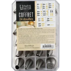 Coffret 24 douilles décors fins inox