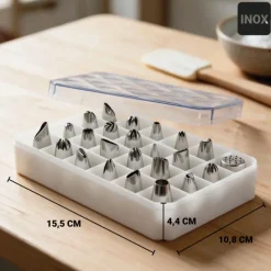 Coffret 24 douilles décors fins inox