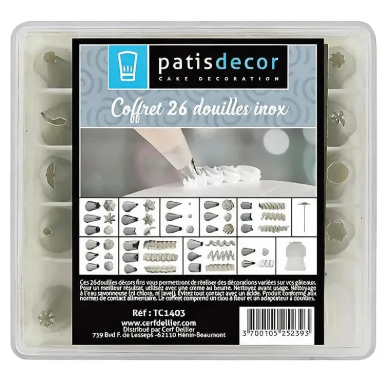 Coffret 26 douilles décors inox