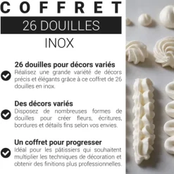 Coffret 26 douilles décors inox
