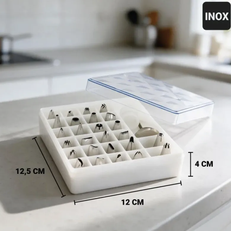 Coffret 26 douilles décors inox