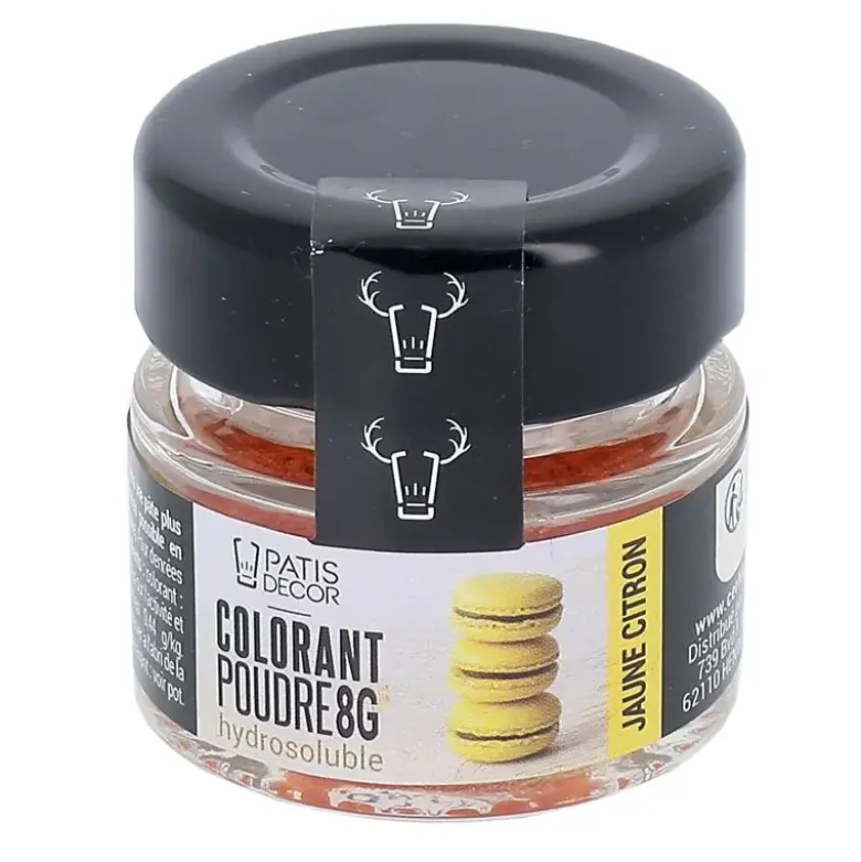 Colorant en poudre hydrosoluble jaune citron - 8 g