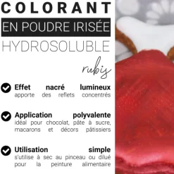 Colorant en poudre irisé rouge rubis - 5 g