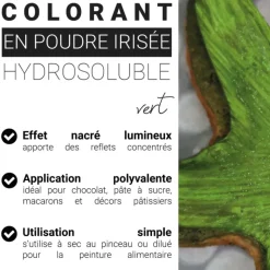 Colorant en poudre irisé vert anis - 5 g