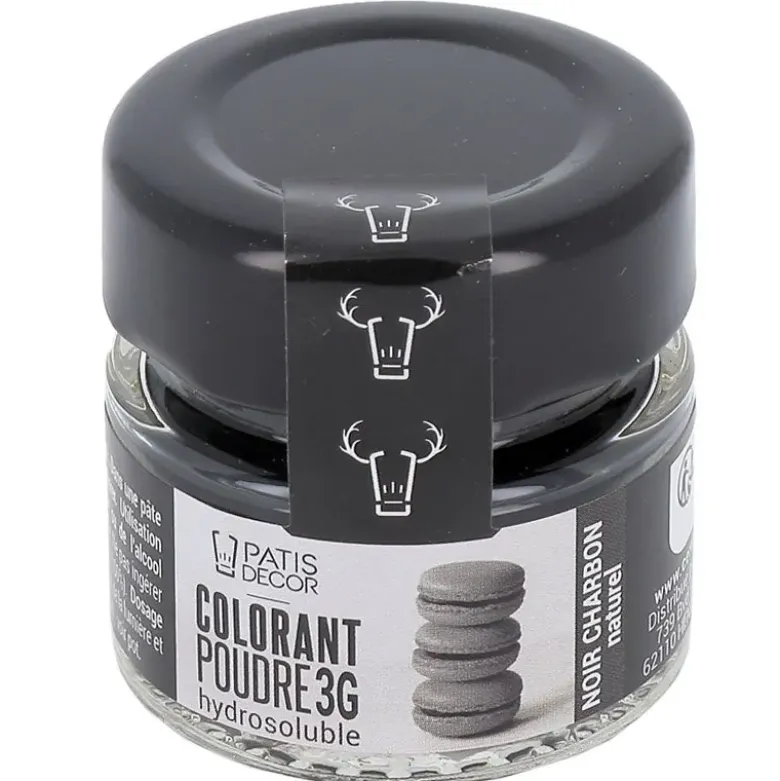 Colorant poudre hydrosoluble noir charbon naturel 3 g