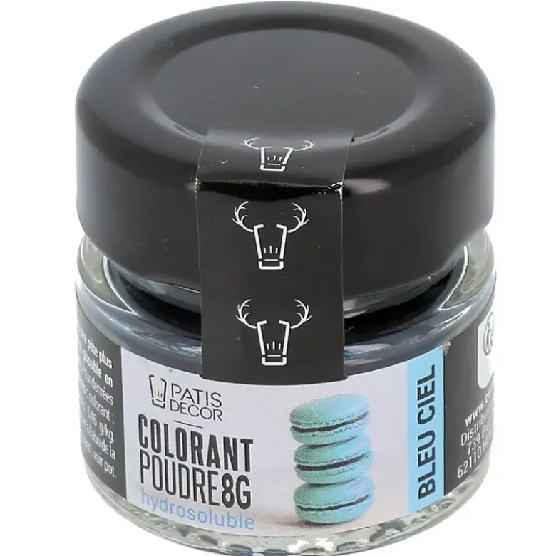 Colorant poudre hydrosoluble bleu ciel 8 g