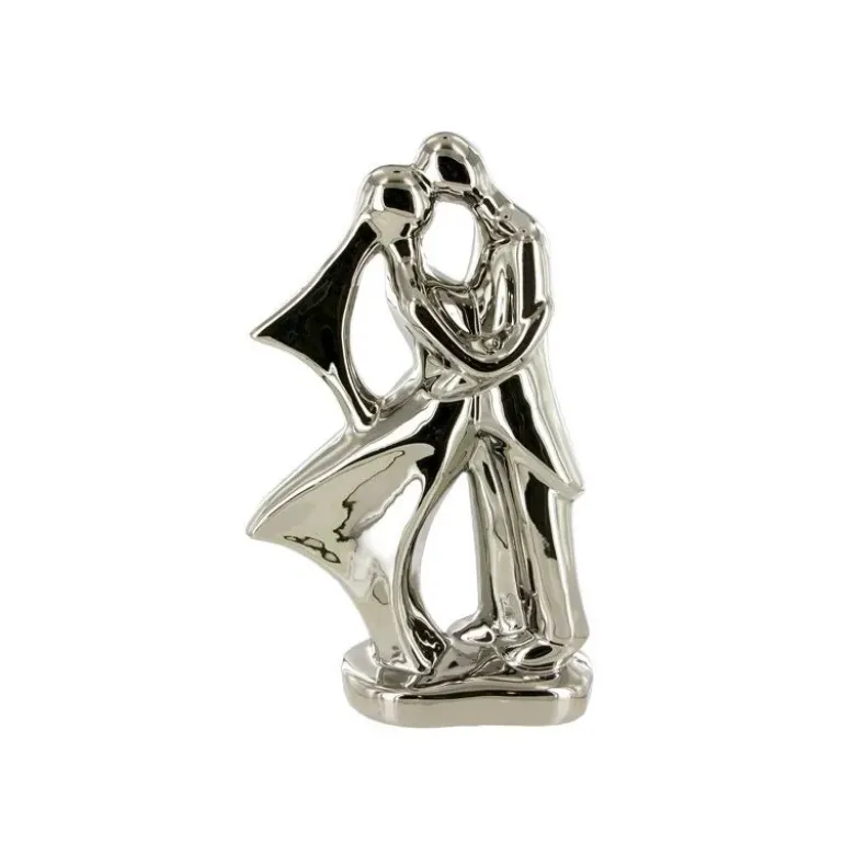 Couple de mariés argent baiser 27 cm