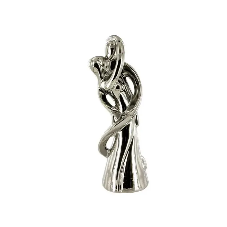 Couple de mariés argent enlacés 28,5 cm
