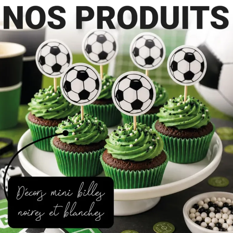 Cupcake Toppers Ballon de Foot (x 25)