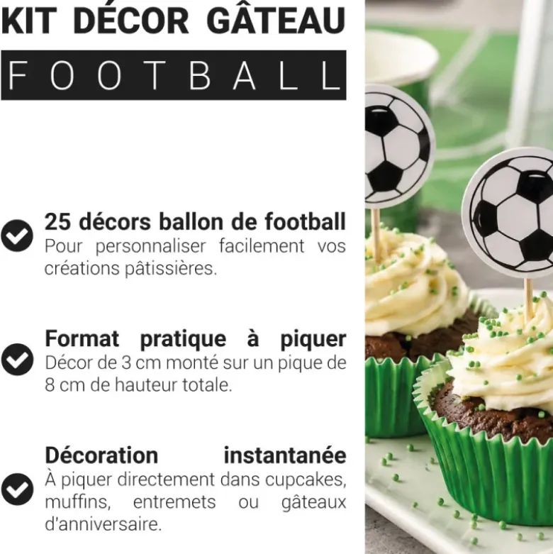 Cupcake Toppers Ballon de Foot (x 25)
