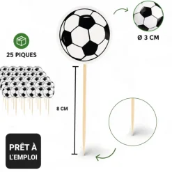 Cupcake Toppers Ballon de Foot (x 25)