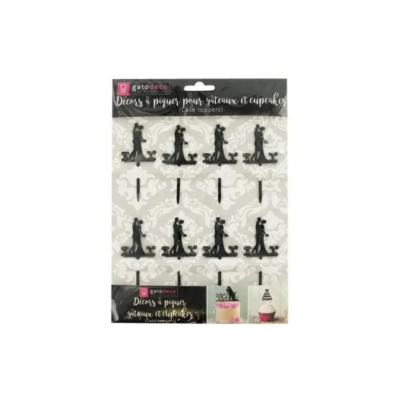 Cupcake Toppers couple enlacé (x 8)