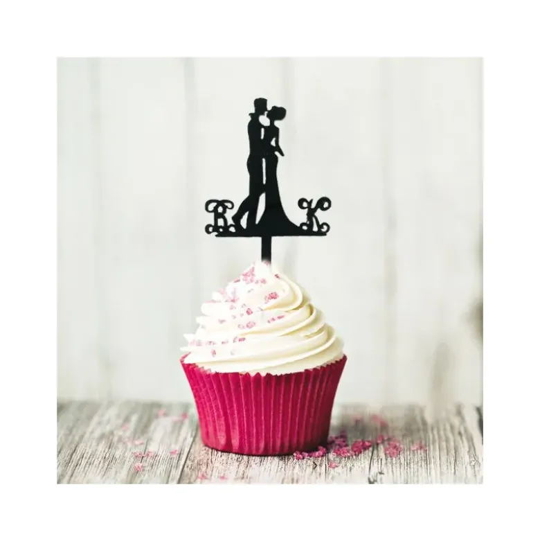 Cupcake Toppers couple enlacé (x 8)