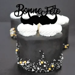 Cupcake Toppers Moustache "Bonne Fête" (x 2)