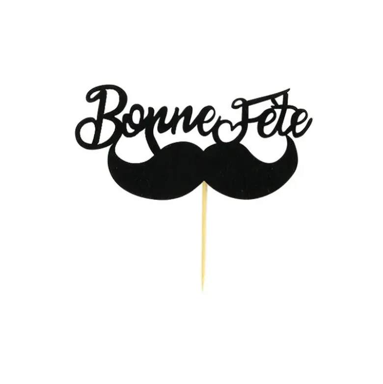 Cupcake Toppers Moustache "Bonne Fête" (x 2)