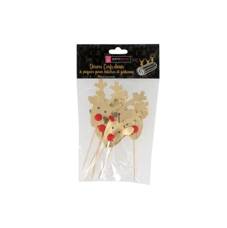 Cupcake Toppers Rennes Dorés (x6)