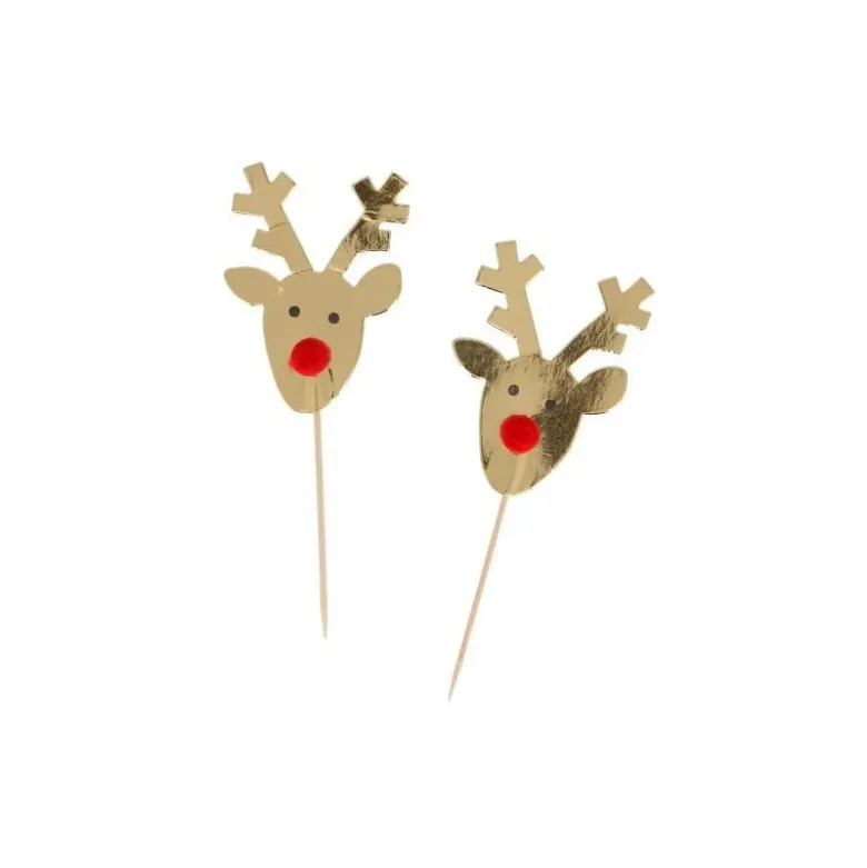 Cupcake Toppers Rennes Dorés (x6)