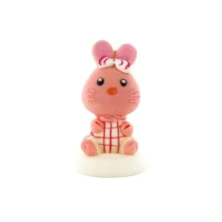 Décor comestible Lapin Rose Assis