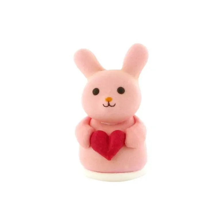 Décor comestible Lapin Rose Coeur