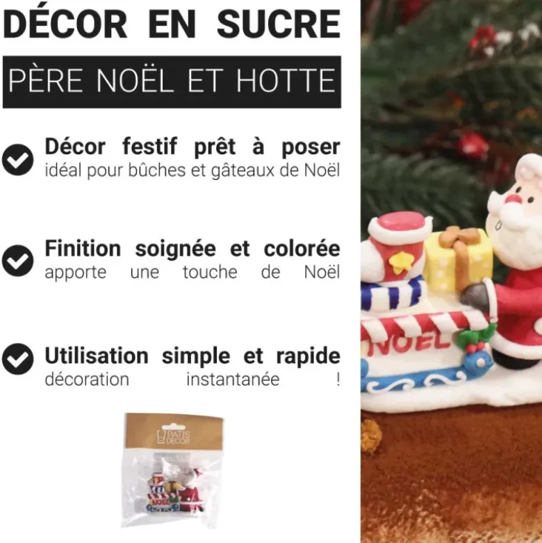 Décor comestible Père Noël et sa hotte