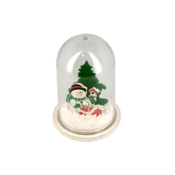 Décor de noël pour bûche "boule à neige bonhomme de neige" à poser