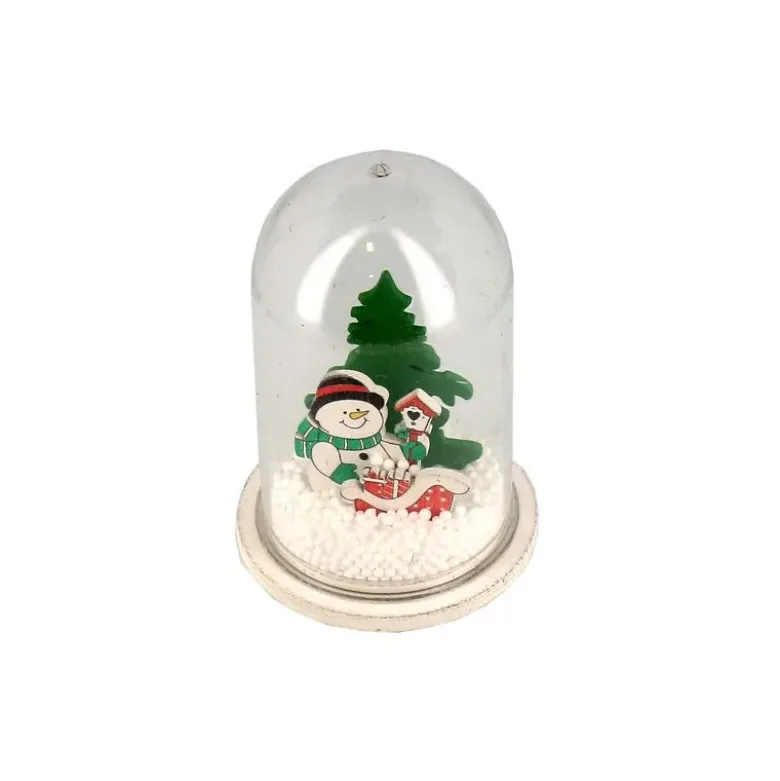 Décor de noël pour bûche "boule à neige bonhomme de neige" à poser