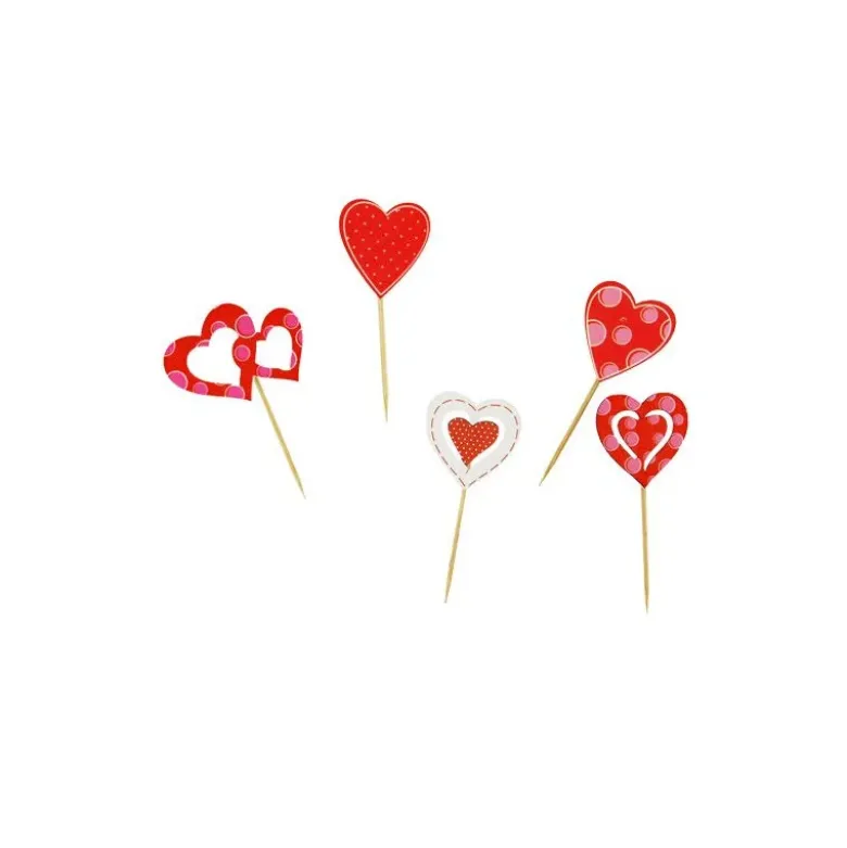 Décors coeurs sur pique en bois (x50)