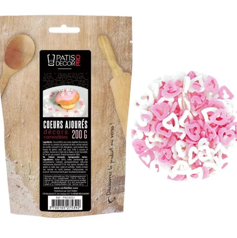 Décors comestibles Coeurs ajourés 200 g