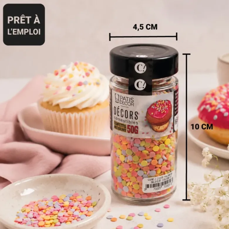 Décors comestibles confettis multicolores 50 g