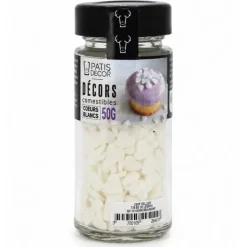 Décors comestibles cœurs blancs 50 g