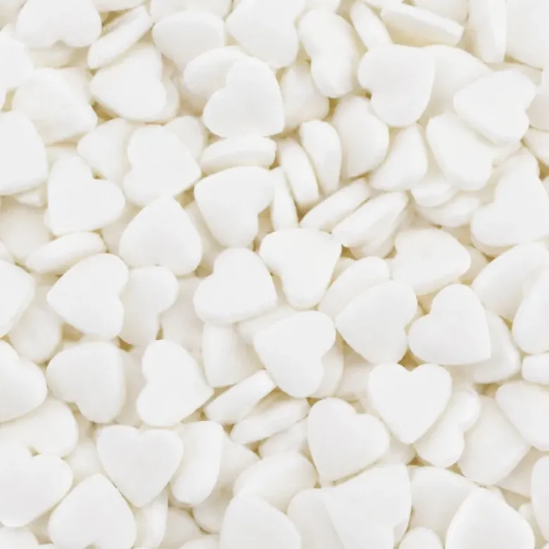Décors comestibles cœurs blancs 50 g