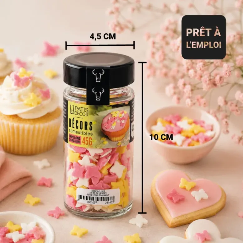 Décors comestibles papillons tricolores 45 g